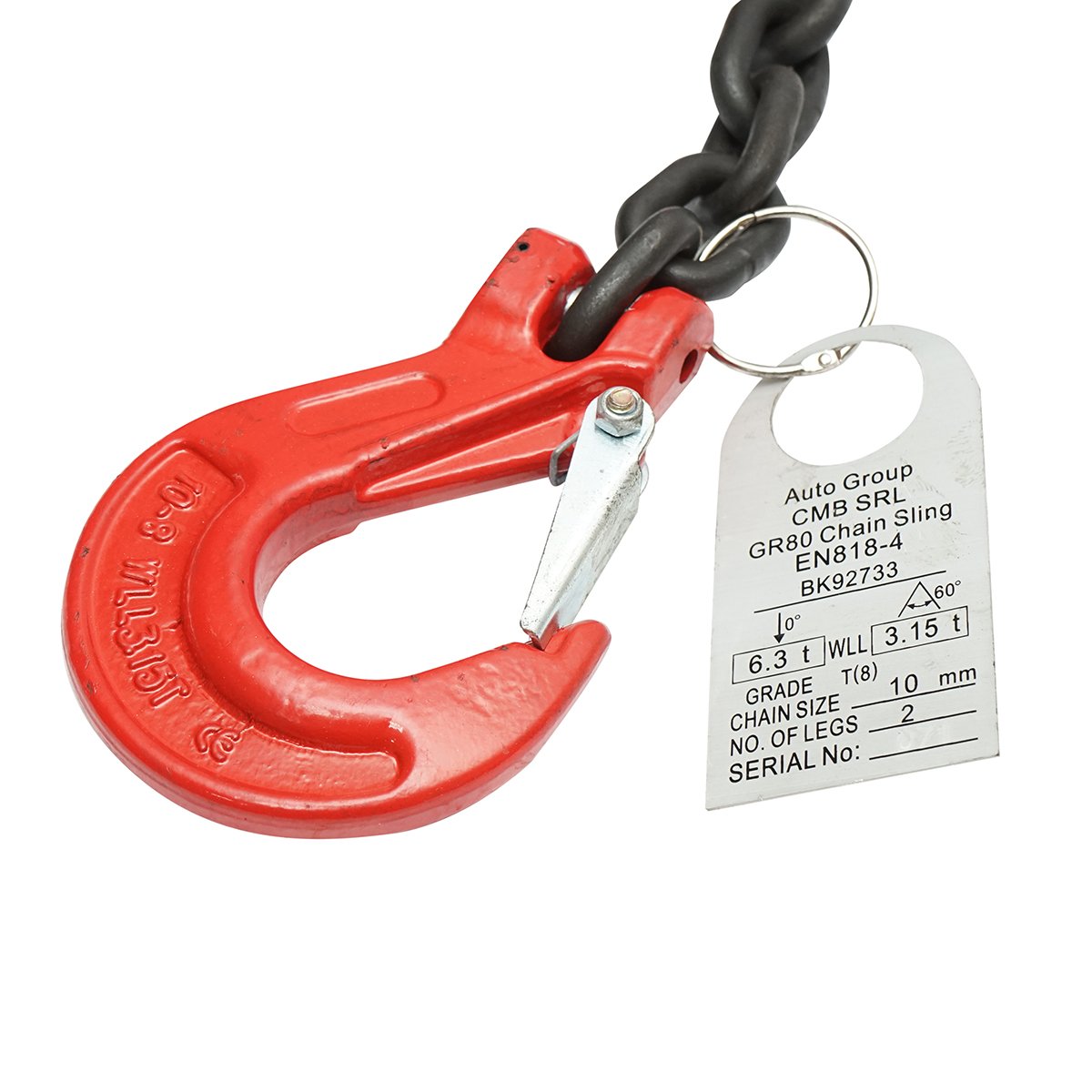 Lant ancorare pentru utilaje grele cu dispozitiv de tensionare pe clichet, greutate suportata 6.3T, lungime lant 6m, grosime zala fi 10mm